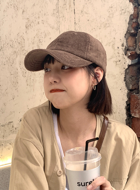 基础款棒球帽灯芯绒情侣冷帽帽子