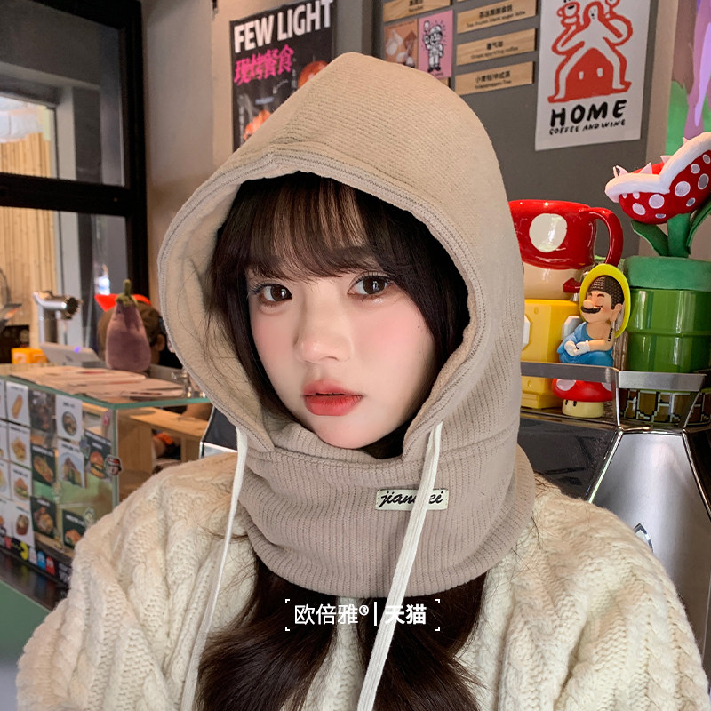 冬天骑车防寒套头帽子女面罩围脖一体保暖护耳加厚棉帽户外雷锋帽