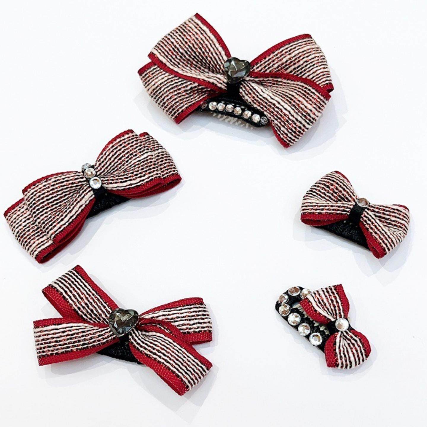 新年红色喜庆狗狗发夹蝴蝶结比熊发饰套装宠物头饰猫咪马尔济斯,淘宝优惠券,粉丝福利购,淘宝优惠卷