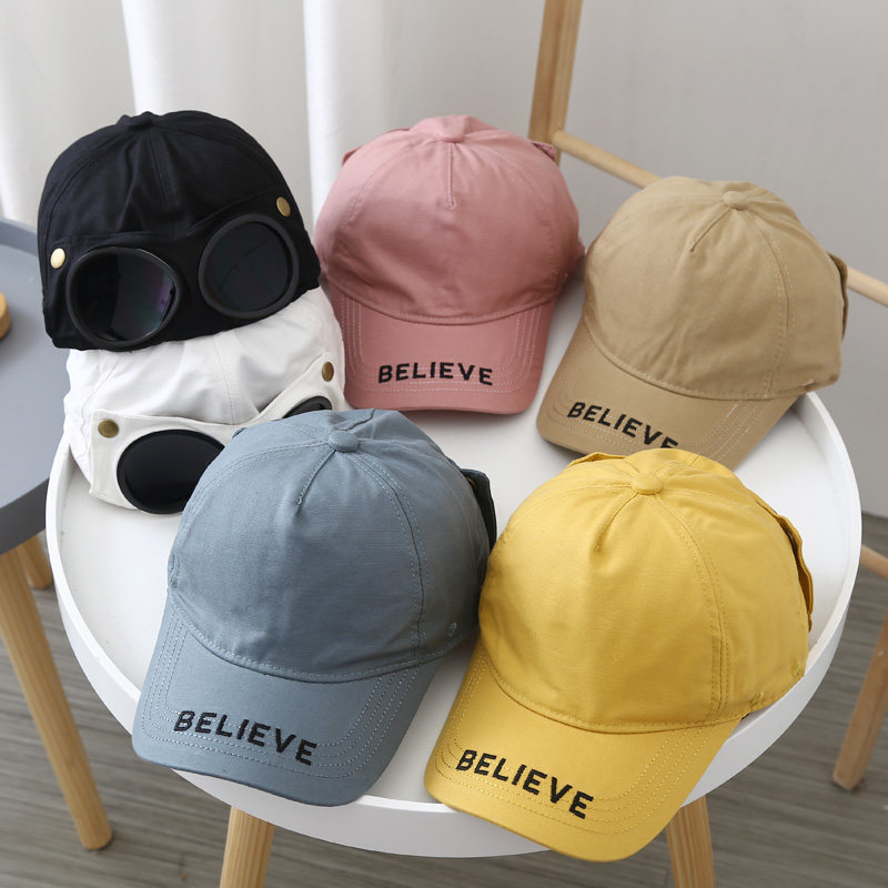 儿童帽子春秋男童鸭舌帽墨镜飞行员薄款宝宝秋冬季棒球帽2022年潮,淘宝优惠券,粉丝福利购,淘宝优惠卷