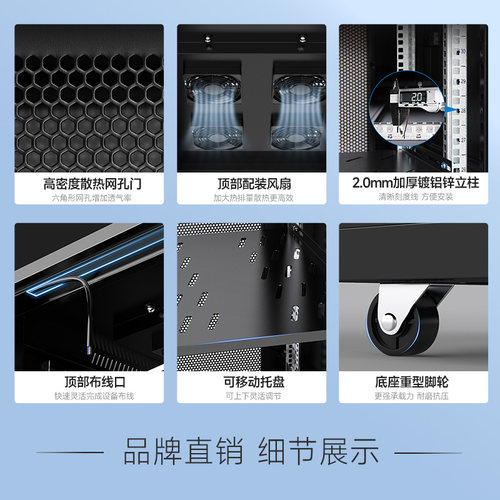 大唐卫士12U网络机柜G35012服务器柜42U19U24U32U1米1.2米2米弱电机柜白色19英寸标准弱电交换机功放机架 - 图1