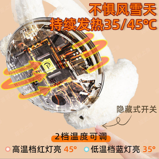 2024 New Cat Ear Rechargeable Heating Earmuffs for Women