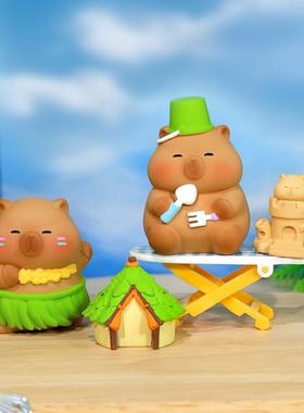 一起去野餐夏日豚豚盲盒公仔手办卡皮巴拉惊喜玩具礼物潮玩小摆件