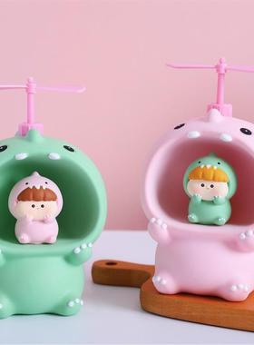 卡通少女心恐龙竹蜻蜓小夜灯装饰卧室床头灯桌面儿童学生礼品