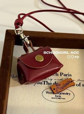 韩国博主同款小众设计款皮质零钱包挂脖项链长款毛衣链配饰女