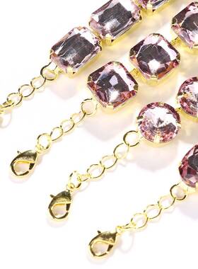 跨境新品潮流多层项链女小众可叠戴水钻方块颈链简约时尚百搭饰品