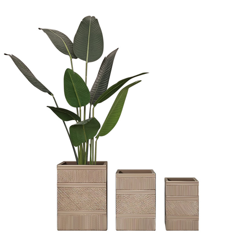 家居美陈水泥落地大花瓶现代样板间酒店软装饰品方形条纹花器摆件,淘宝优惠券,粉丝福利购,淘宝优惠卷