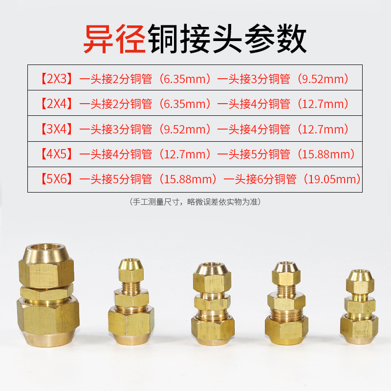 黄铜空调铜管延长连接纳子扩口双喇叭口加厚螺母制冷免焊双接头 - 图2