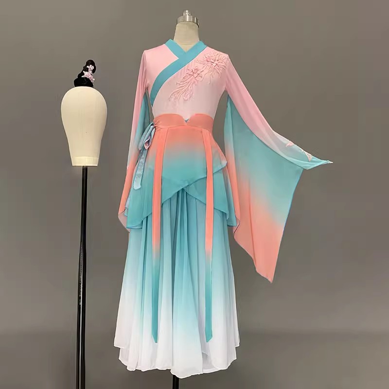 唤鱼清歌汉唐古典舞剧目演出服群舞女艺考飘逸飘仙大摆裙舞蹈服装 - 图3