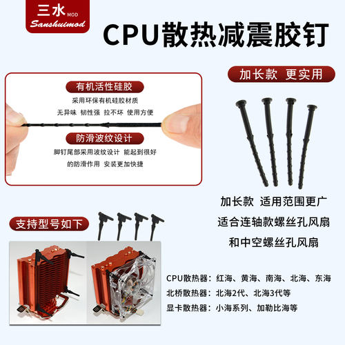 电脑机箱风扇电源减震垫散热风扇止震垫硅胶螺丝散热器安减震钉 - 图2