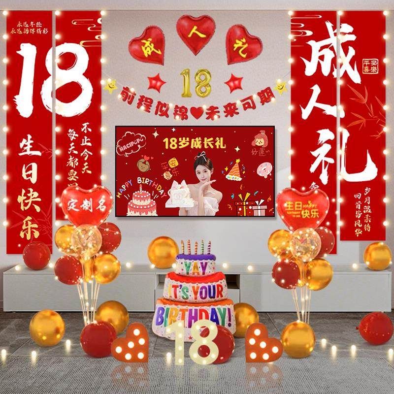 18岁成人礼生日装饰挂布场景布置气球仪式感男女孩派对投屏背景墙,淘宝优惠券,粉丝福利购,淘宝优惠卷