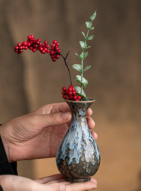 陶瓷小花瓶水培植物绿萝铜钱草鲜花插花器皿客厅桌面装饰创意摆件