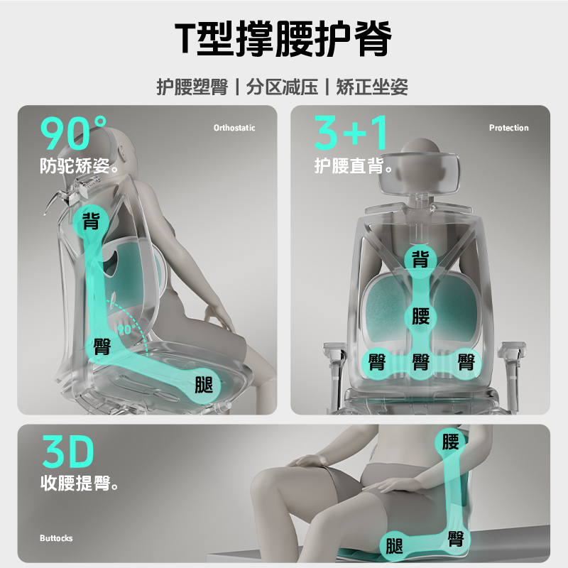 【明星同款】本博人体工学坐姿椅座椅靠垫护腰坐垫神器护腰坐姿椅