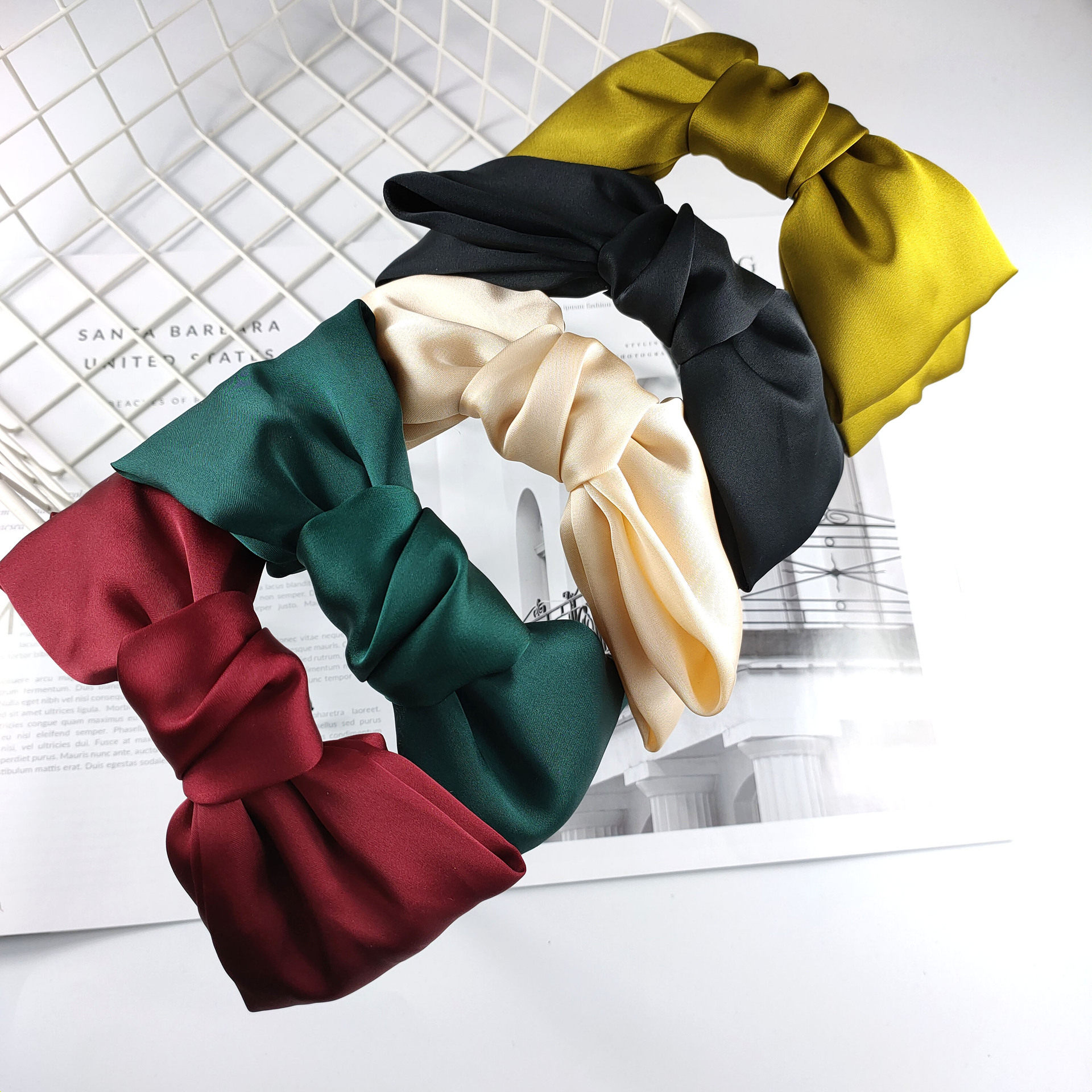 夸张超大侧边蝴蝶结金属发箍纯色缎面发卡头箍韩国甜美网红发饰女,淘宝优惠券,粉丝福利购,淘宝优惠卷