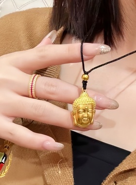 水贝黄金店同款金包银佛头吊坠
