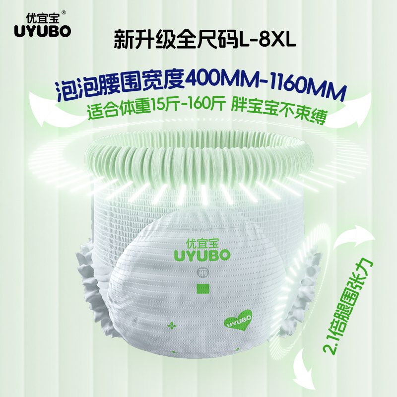 优宜宝大童5xl夜用拉拉裤xxxl大码一体裤胖宝7xl尿不湿大号真蚕丝 - 图0