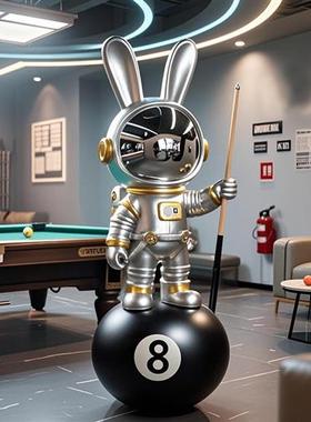 黑八科技兔台球公仔玻璃纤维雕塑门店俱乐部酒吧会所电竞引流大摆