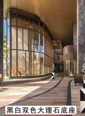黑白里外双色大理石落地摆台基座展厅样板房摆件落地支撑展示底座