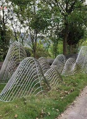 大型不锈钢镂空假山售楼处水景景观管状切片山形雕塑景观小品定制