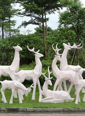 玻璃钢切面大象摆件抽象动物几何造型雕塑公园林商场迎宾门口装饰