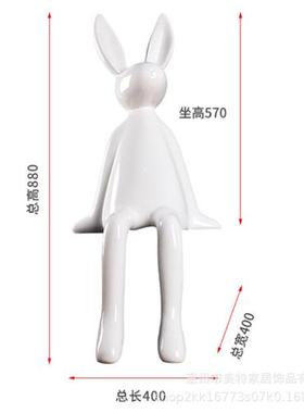 户外卡通大白兔玻璃钢雕塑艺术摆件酒店会所大厅室内大型兔子装饰