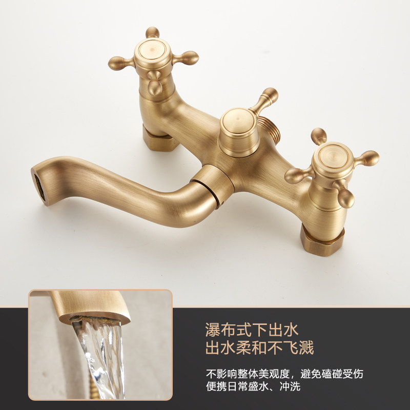 欧式复古仿古全铜花洒套装淋浴水龙头冷热双控沐浴器浴室家用增压,淘宝优惠券,粉丝福利购,淘宝优惠卷