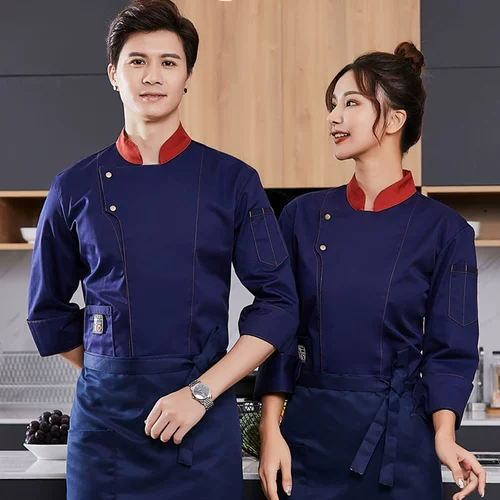 Catering Chef Work Olde мужская длинная рукавая высококачественная торт отель кухонная одежда Осенняя пекарь пекарь