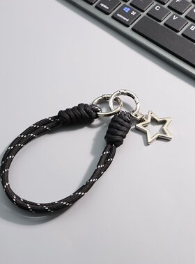 黑色系绳手腕绳钥匙扣挂件星星弹簧扣手机壳挂链替换套组件玩偶绳