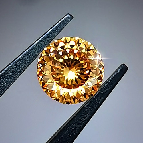 香槟金钻星空切圆形未镶嵌裸钻珠宝2克拉主石进口高碳钻全净裸石-图0