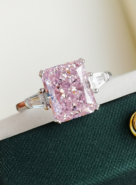 粉钻戒指女925纯银镀18K金精工镶嵌高级感戒指托雷迪恩戒指新潮