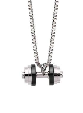 「旋动杠铃片」哑铃项链男女健身吊坠不掉色钛钢美式小众男士胸链