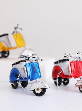 zakka杂货迷你做旧铁艺踏板小绵羊摩托车纯手工铁皮模型装饰摆件