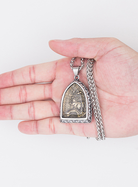 十二生肖吊坠男士复古钛钢项链