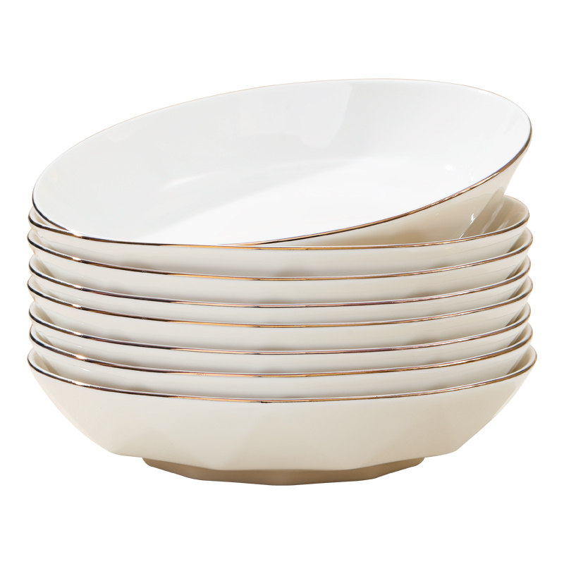 盘子菜盘家用陶瓷抗菌餐具2026新款纯白金边轻奢可微波瓷饭盘套装,淘宝优惠券,粉丝福利购,淘宝优惠卷