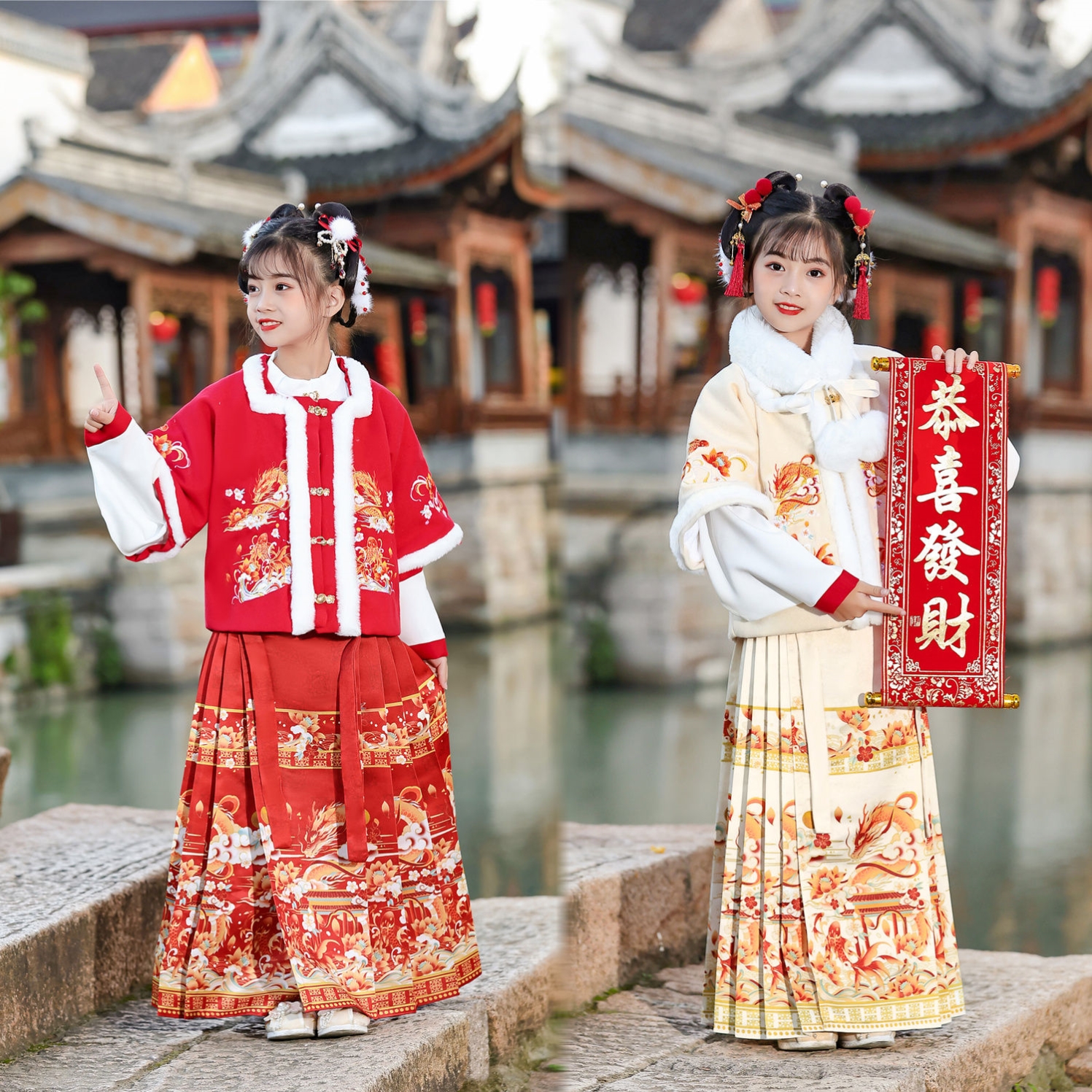 2024新年衣服女童元旦国风龙年女宝拜年服冬季母女亲子唐装过年服 - 图0