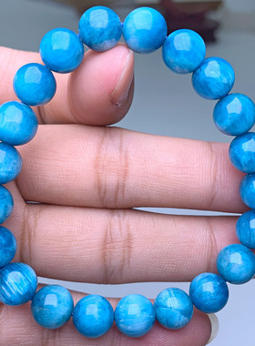 蓝磷灰手串天然老矿五行强力补水财磷灰石原矿情侣佛珠手链饰礼物