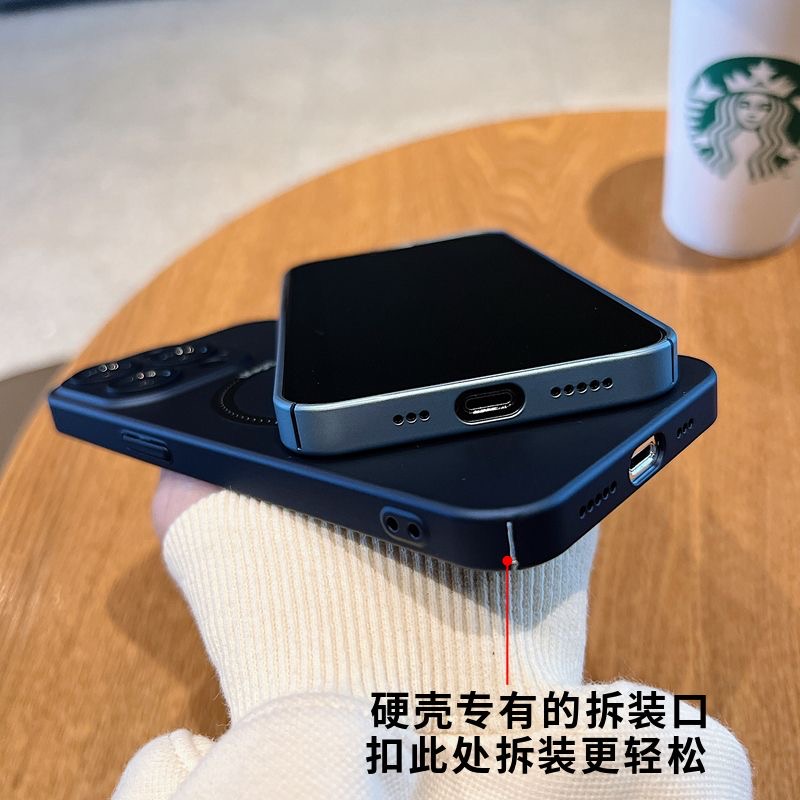 自带镜头膜苹果14promax手机壳iphone13防尘全包12磁吸充电11磨砂超薄硬壳14pro石墨黑防指纹保护套15pm-图2