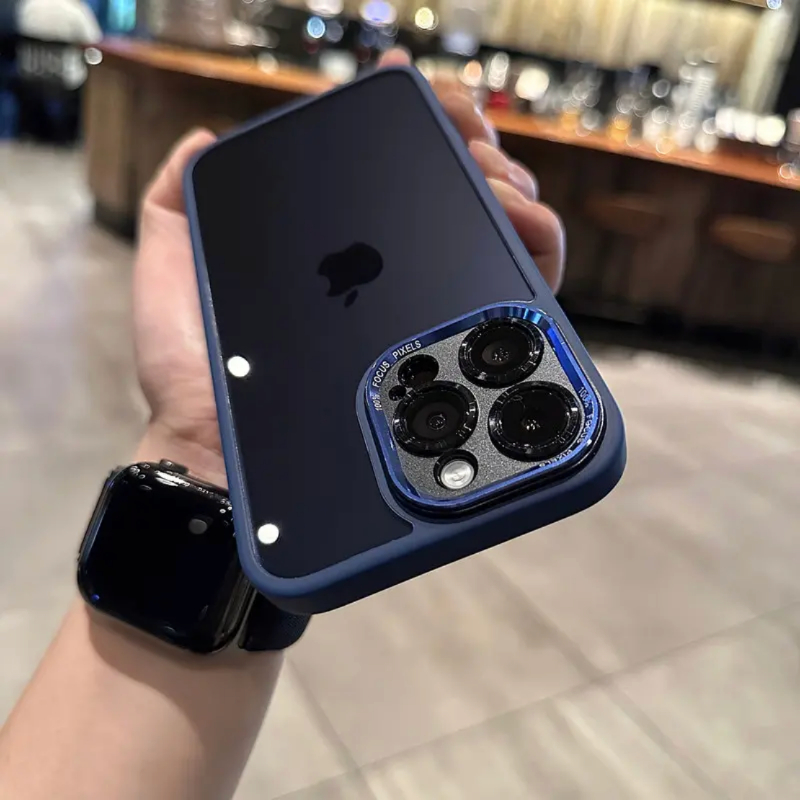 高级金属镜头适用iphone15新款苹果14proMax手机壳13por透明撞色12pro简约风防摔亚克力保护套男女款高级感pm - 图3