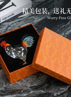 承典轻奢生肖水晶金鸡摆件乔迁礼