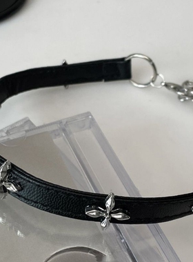 张元英同款项链女项圈甜酷风choker小众配饰锁骨链皮质颈链颈带