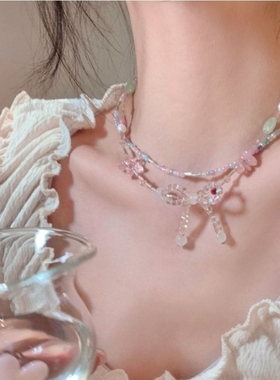 「绵梦少女」芭蕾风高级飘带蝴蝶结精致小众甜美锁骨链项链新款女