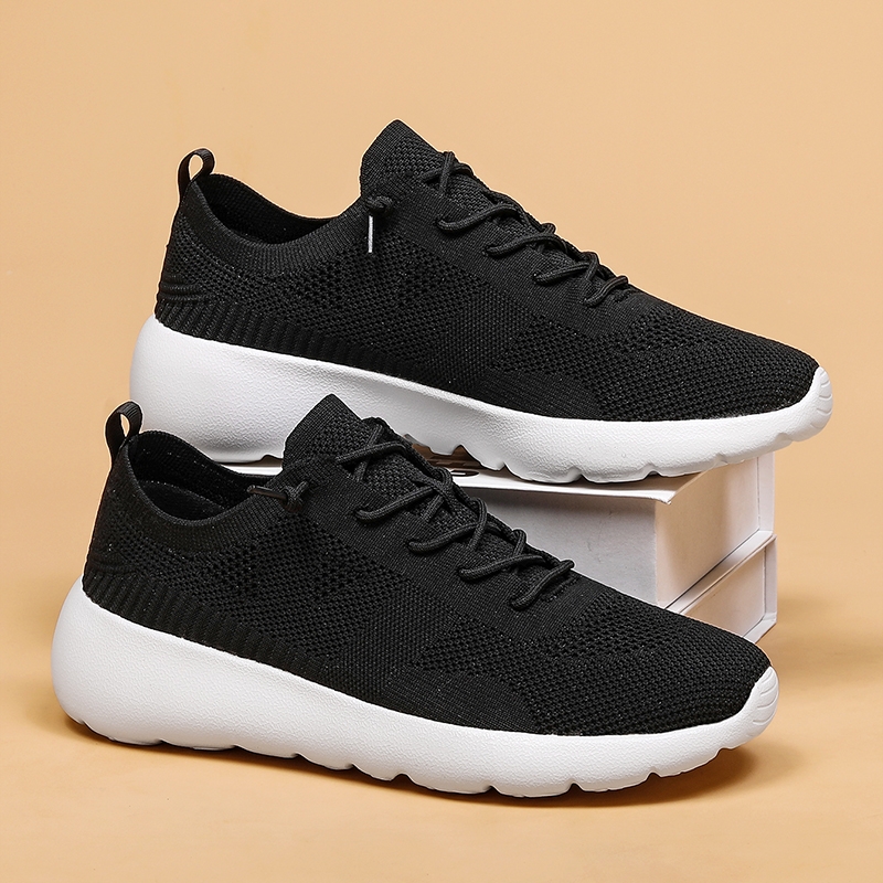 撤柜多运动走路鞋秋冬新款男女鞋一脚蹬懒人鞋子休闲飞织网面防滑 - 图0