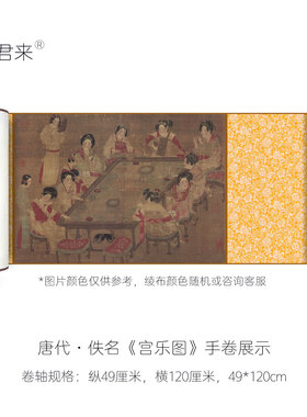 唐代佚名《宫乐图》古代仕女画轴