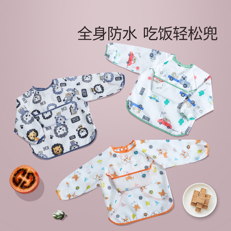 Baby eating waterproof autumn and winter long-sleeved coveralls for babies