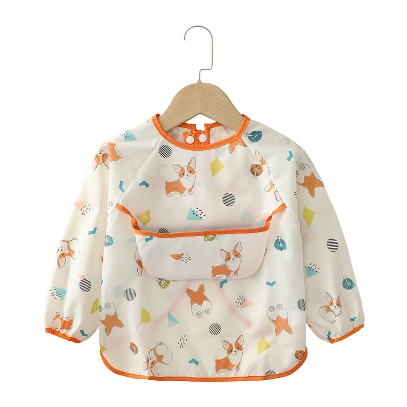 Baby eating waterproof autumn and winter long-sleeved coveralls for babies