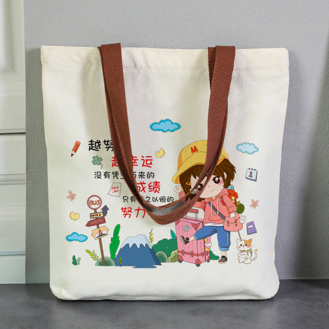 Canvas Bag 2024 New Female Student Handbag Carrying Book Bag Canvas Bag Cloth Bag Middle School Commuting Handbag