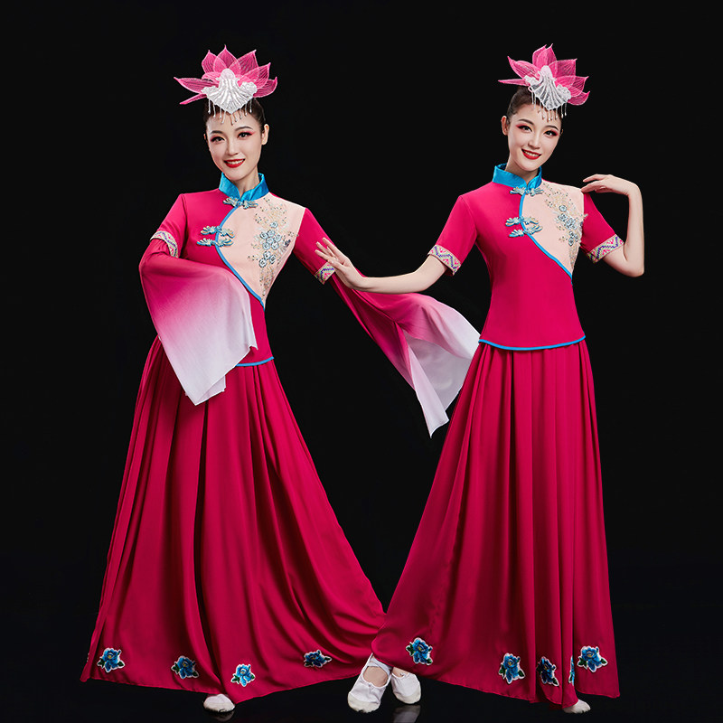 2025新款扭秧歌民族舞蹈演出服东北大花布秧歌服女红色广场舞套装,淘宝优惠券,粉丝福利购,淘宝优惠卷