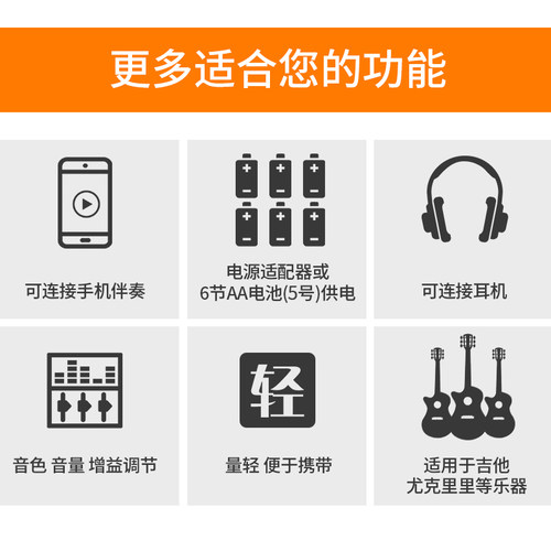卓乐joyo音箱Ma10b民谣木吉他音箱弹唱专用贝斯电吉他音响电子鼓 - 图1