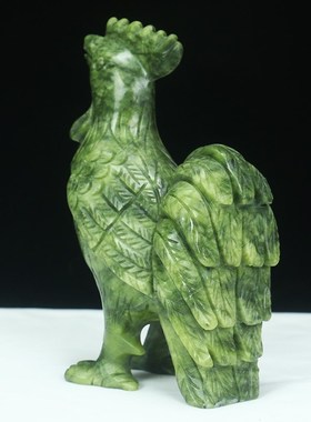 天然玉石公鸡摆件玉雕刻生肖鸡元宝鸡十二生肖家居中式Z工艺品送