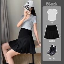 Pregnant woman half-body dress Women in summer 2022 new depository a word fashion low waist 100 pleats summer short skirts summer dress
